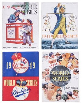 Lot of (4) 1940s New York Yankees World Series Programs - 1941,1942,1943,1949
